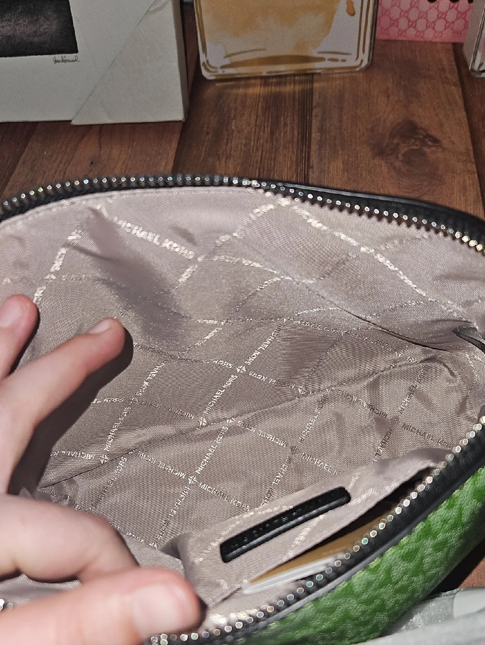 Michael Kors Jet Set Travel Medium Dome Crossbody Jungle Green Multi Nwt